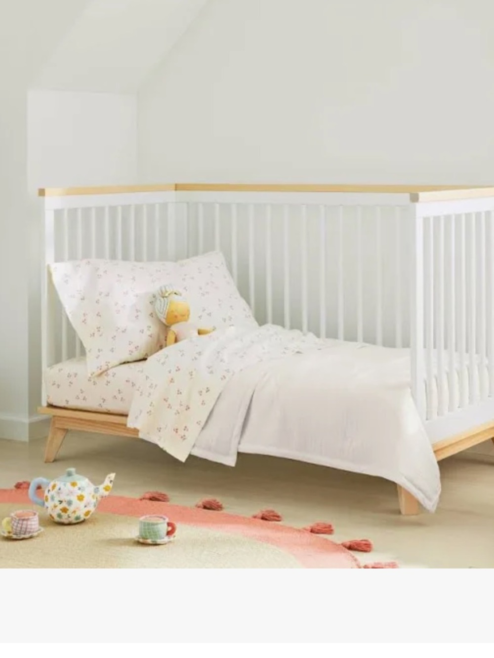 cloud island Toddler Bedding Set in White and Cream with Soft Pink Accents